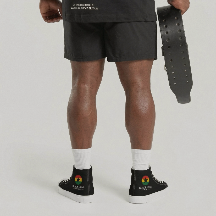 black Ghana themed canvas shoes with star logo, stylish canvas footwear for casual streetwear look