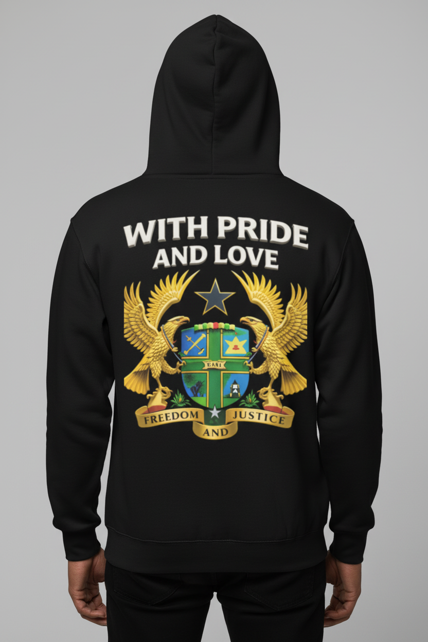 Black model wearing classic hoodie - back view