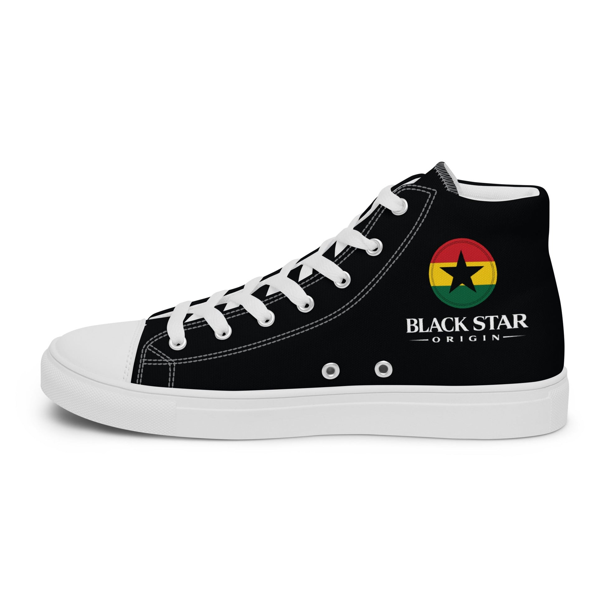 Black Star Origin Ghana Women’s high top canvas shoes - THREE BOYZ