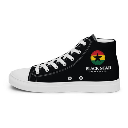 Black Star Origin Ghana Women’s high top canvas shoes - THREE BOYZ