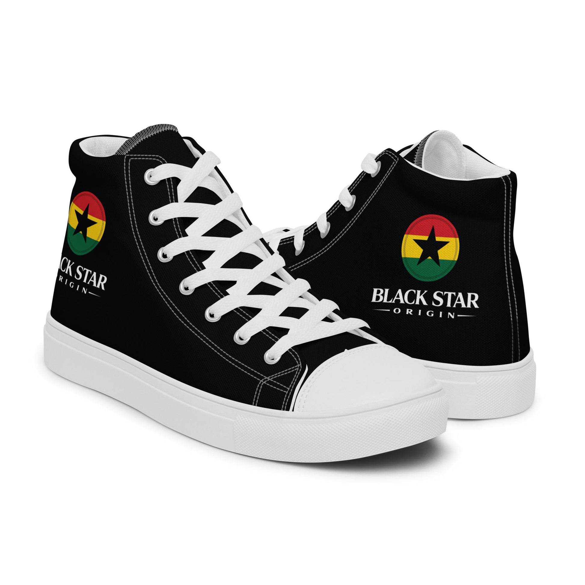 Black Star Origin Ghana Women’s high top canvas shoes - THREE BOYZ