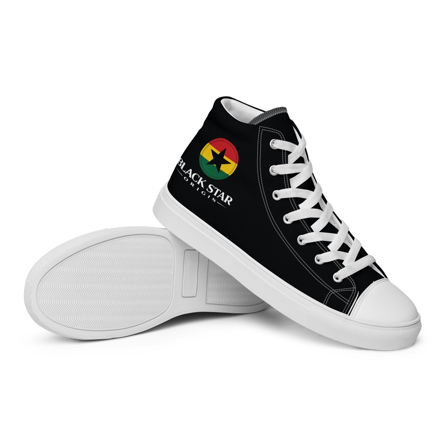 Black Star Origin Ghana Women’s high top canvas shoes - THREE BOYZ