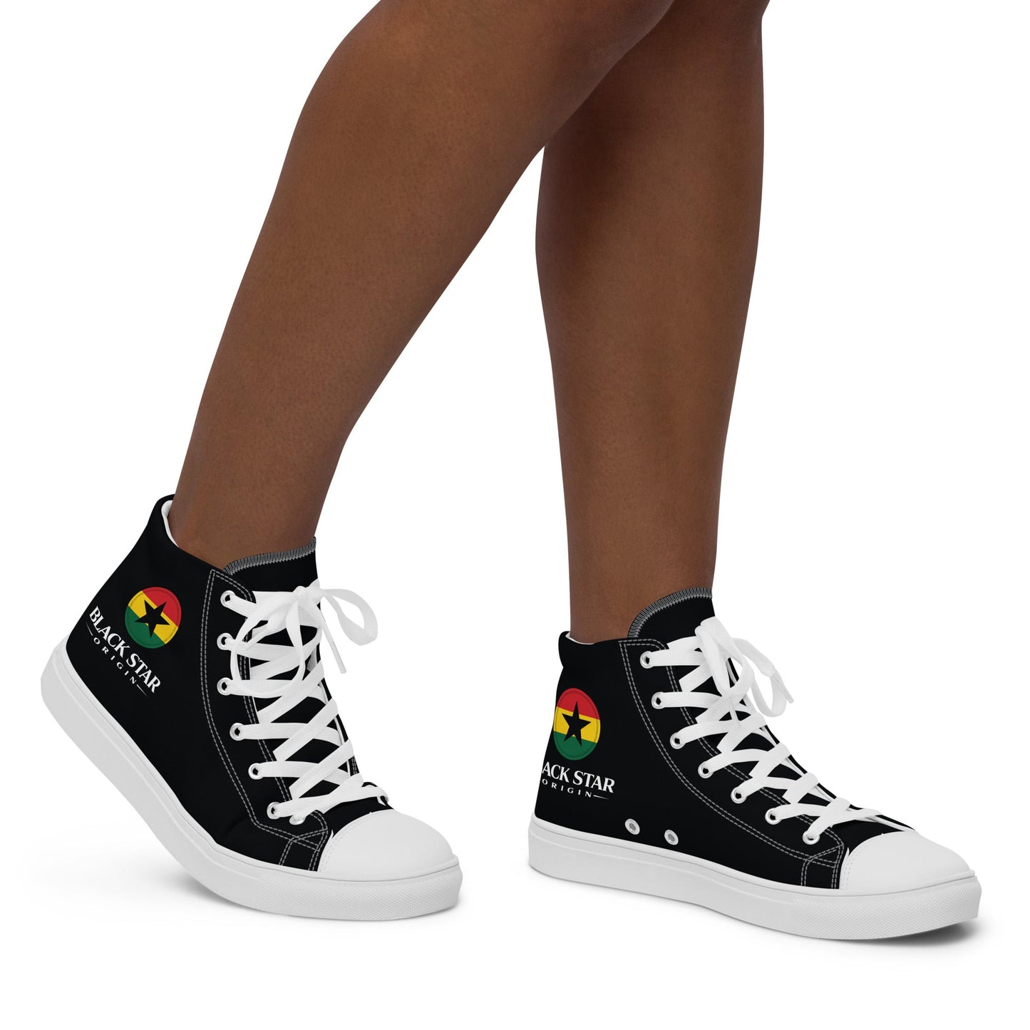 Black Star Origin Ghana Women’s high top canvas shoes - THREE BOYZ