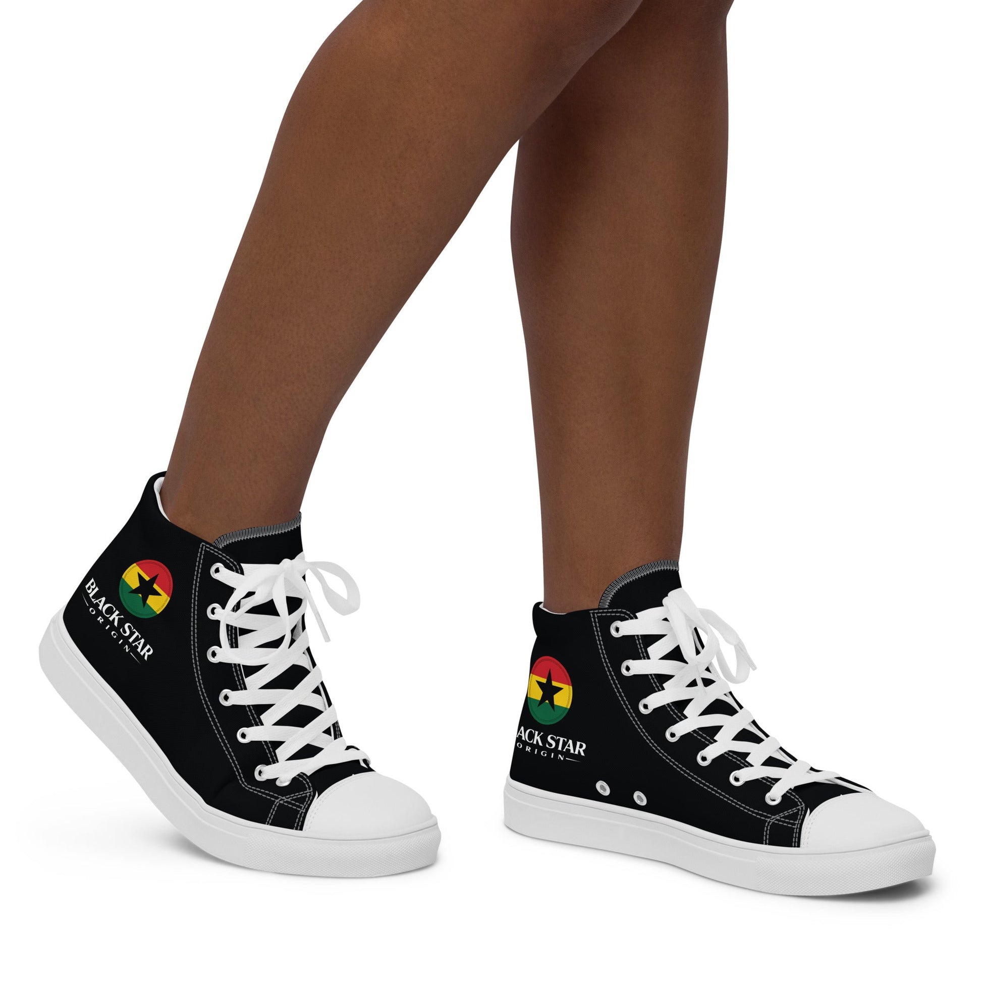Black Star Origin Ghana Women’s high top canvas shoes - THREE BOYZ