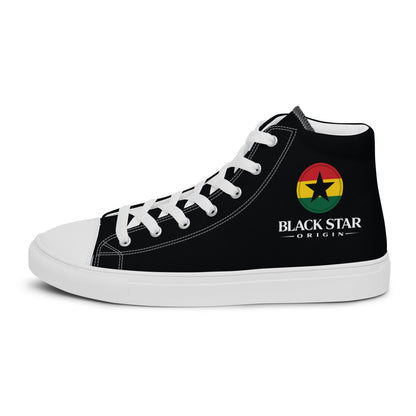 Black Star Origin Ghana Women’s high top canvas shoes - THREE BOYZ
