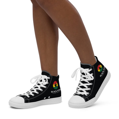 Black Star Origin Ghana Women’s high top canvas shoes - THREE BOYZ