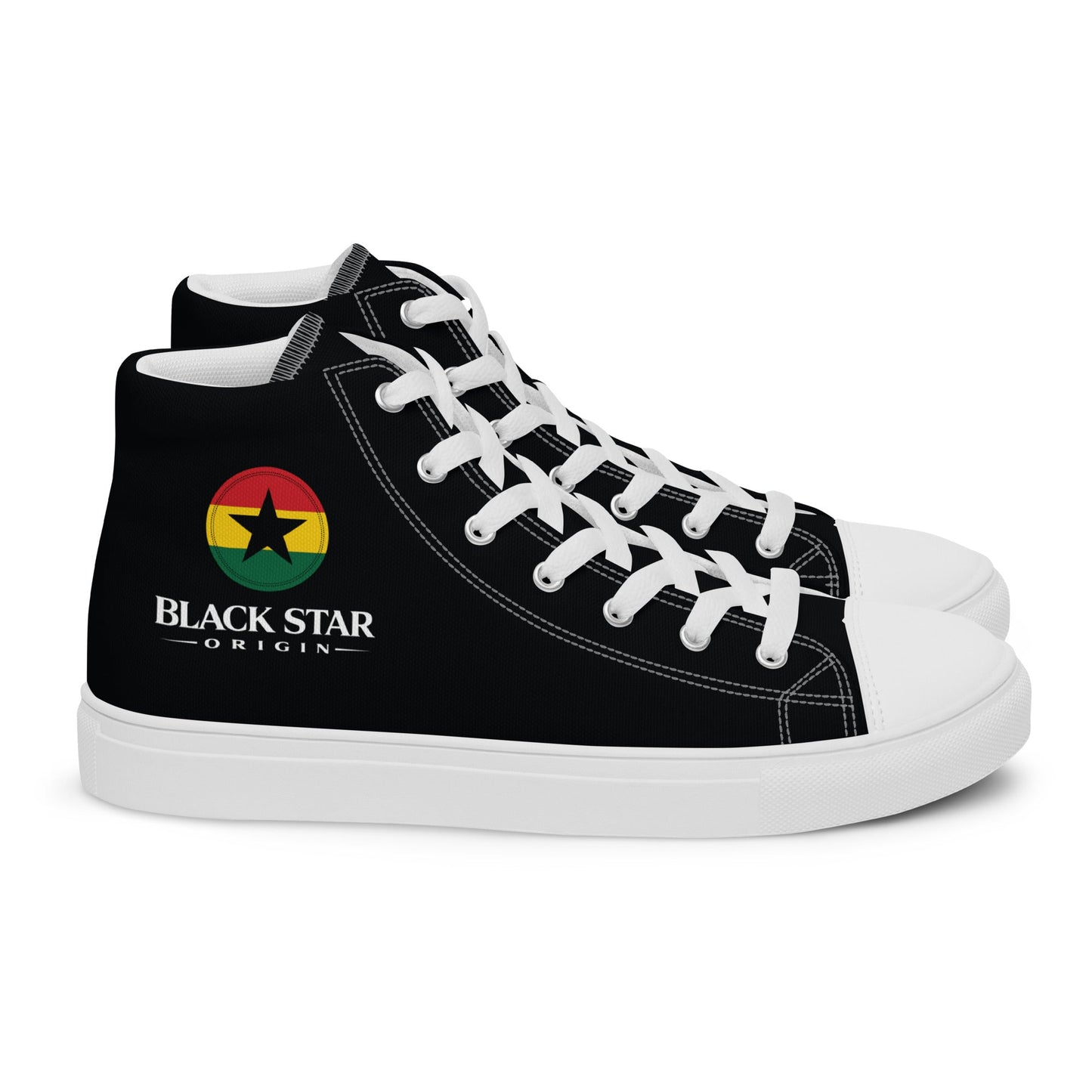 Black Star Origin Ghana Women’s high top canvas shoes - THREE BOYZ