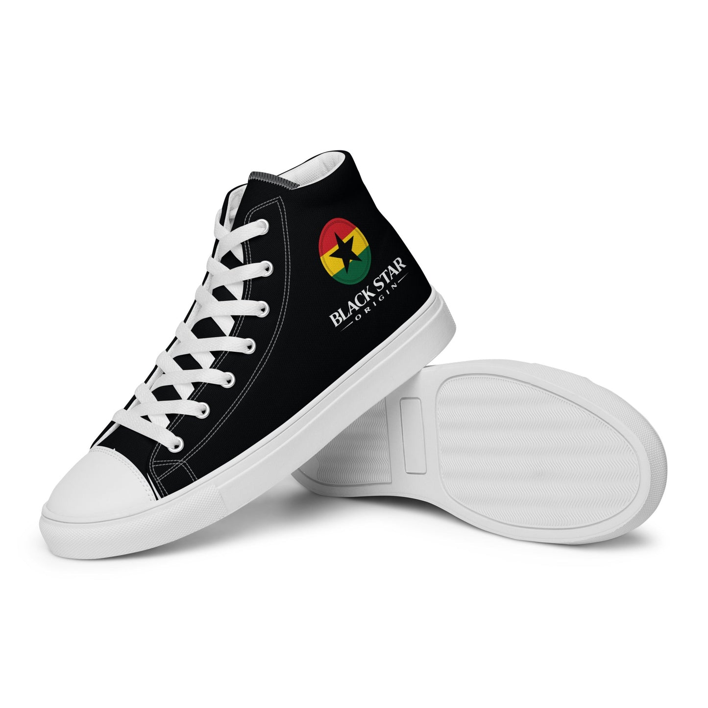 Black Star Origin Ghana Women’s high top canvas shoes - THREE BOYZ