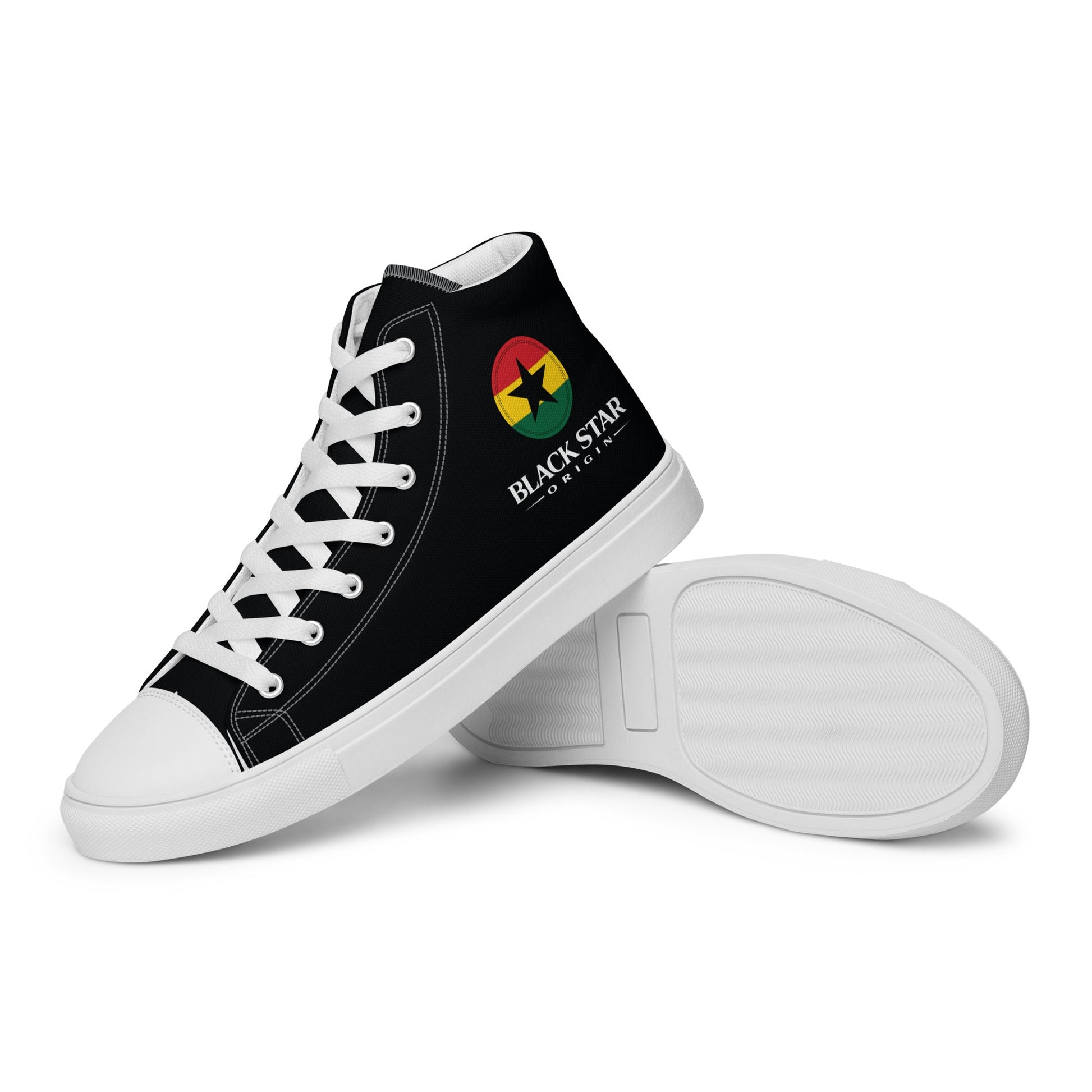 Black Star Origin Ghana Women’s high top canvas shoes - THREE BOYZ