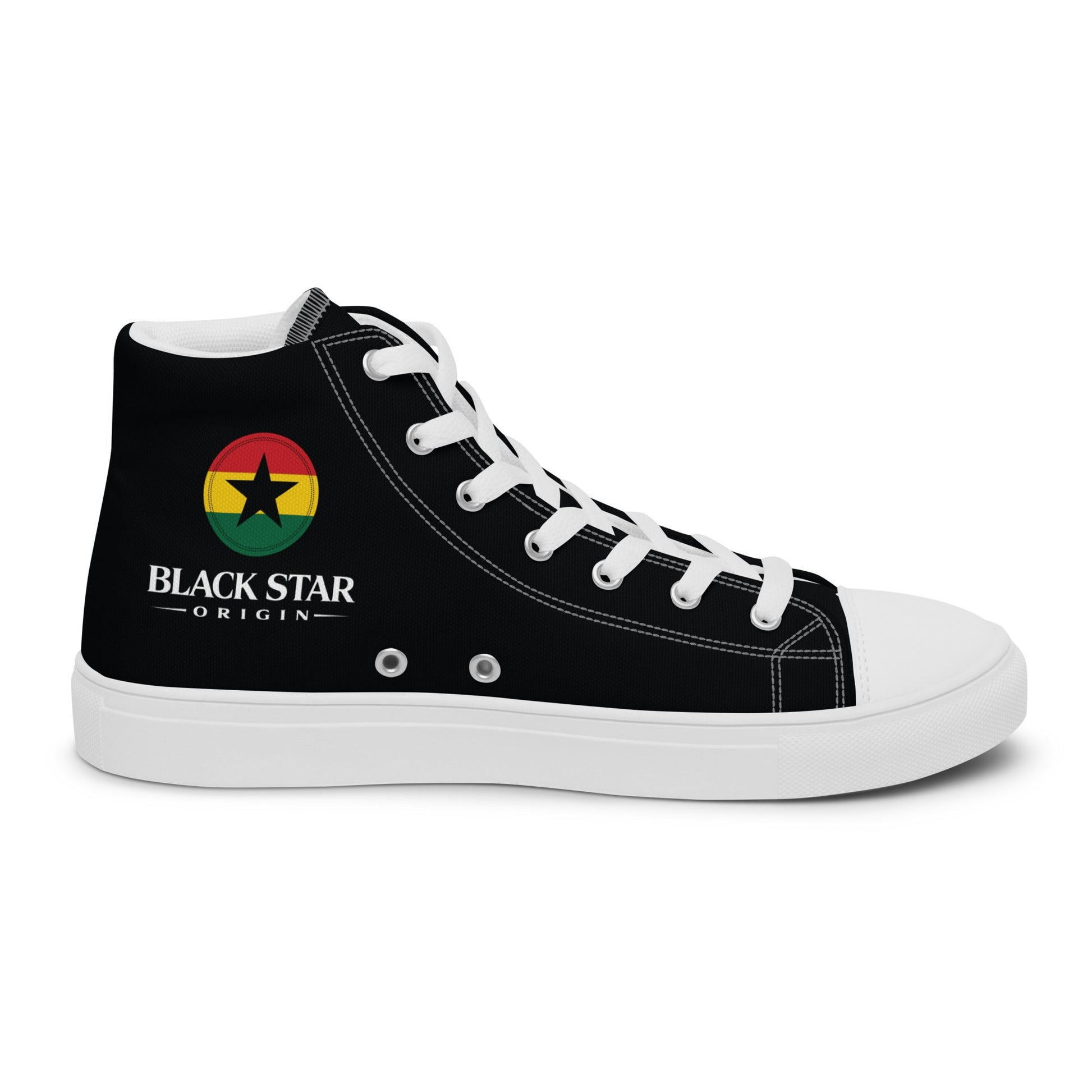 Black Star Origin Ghana Women’s high top canvas shoes - THREE BOYZ