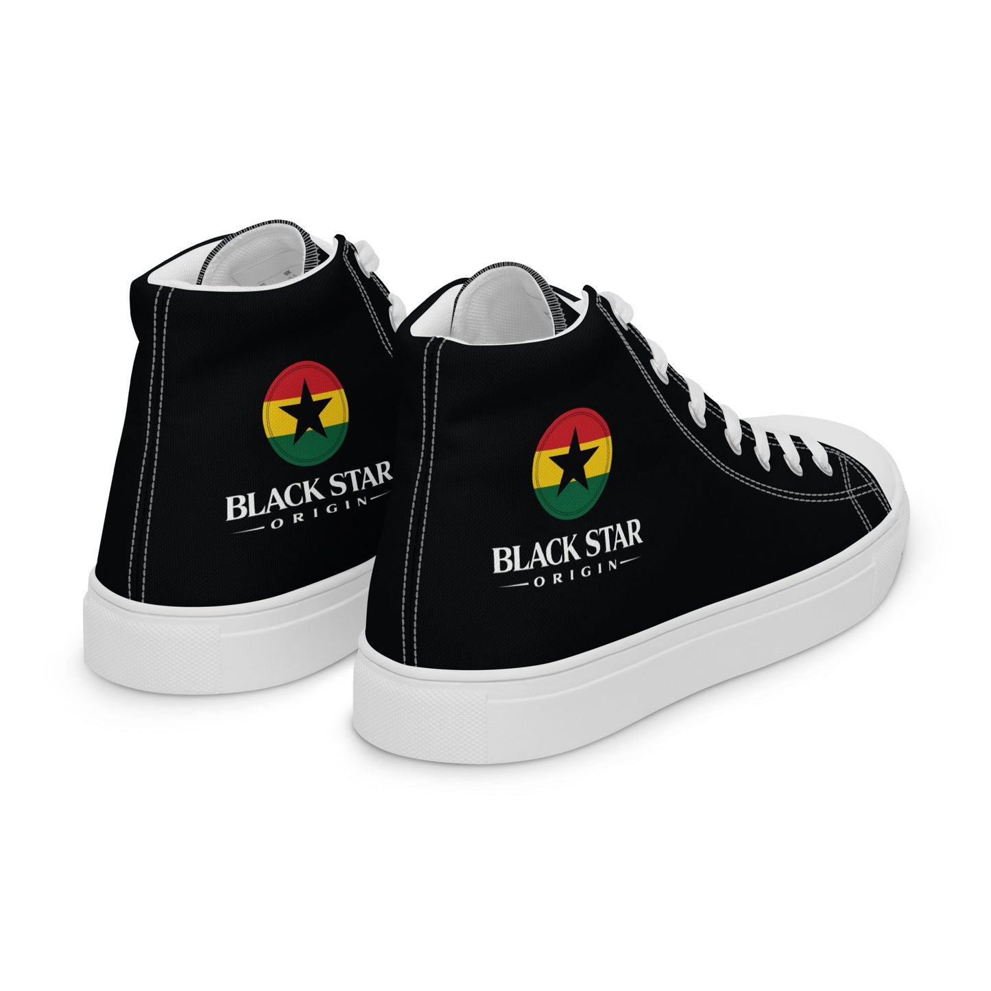 Black Star Origin Ghana Women’s high top canvas shoes - THREE BOYZ