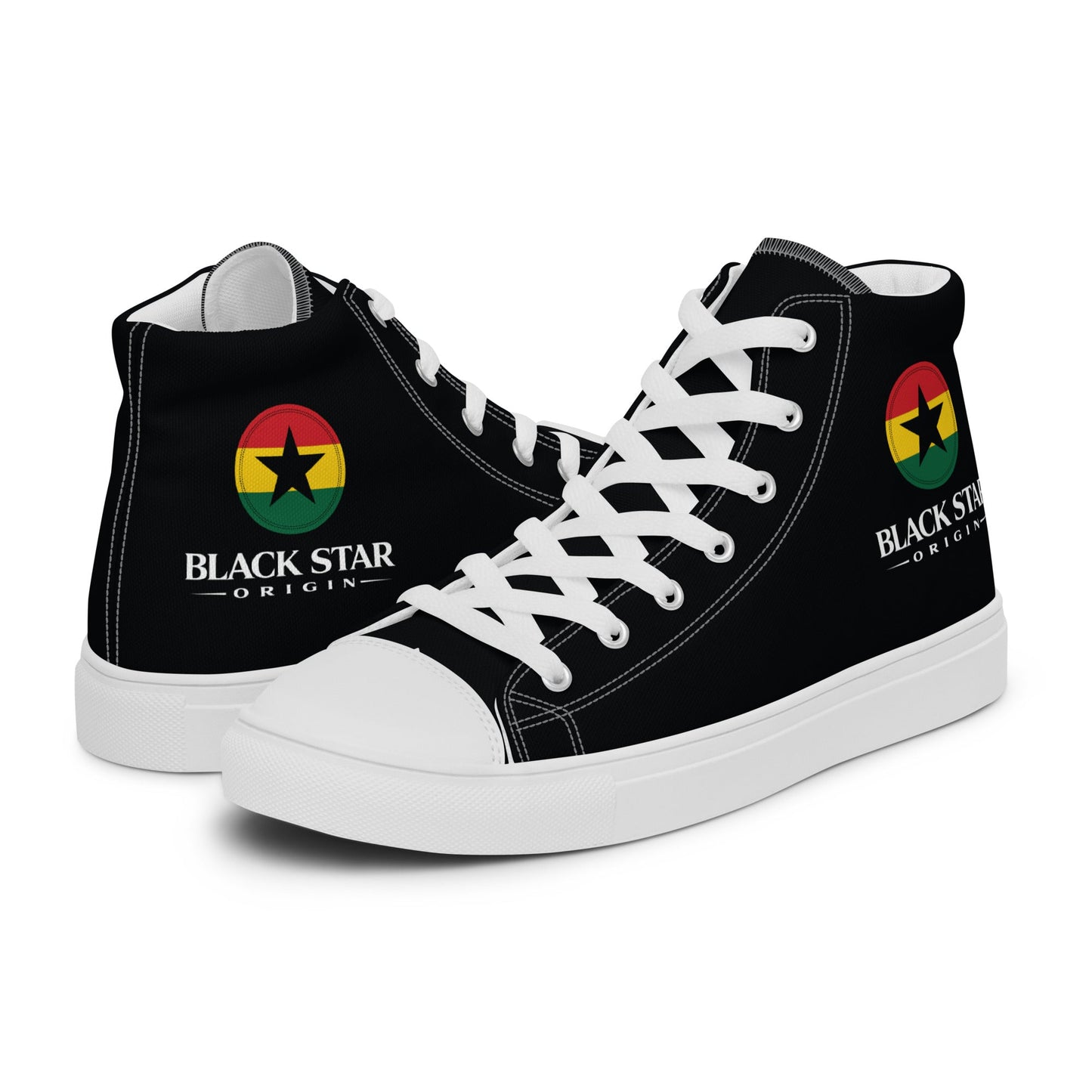 Black Star Origin Ghana Women’s high top canvas shoes - THREE BOYZ