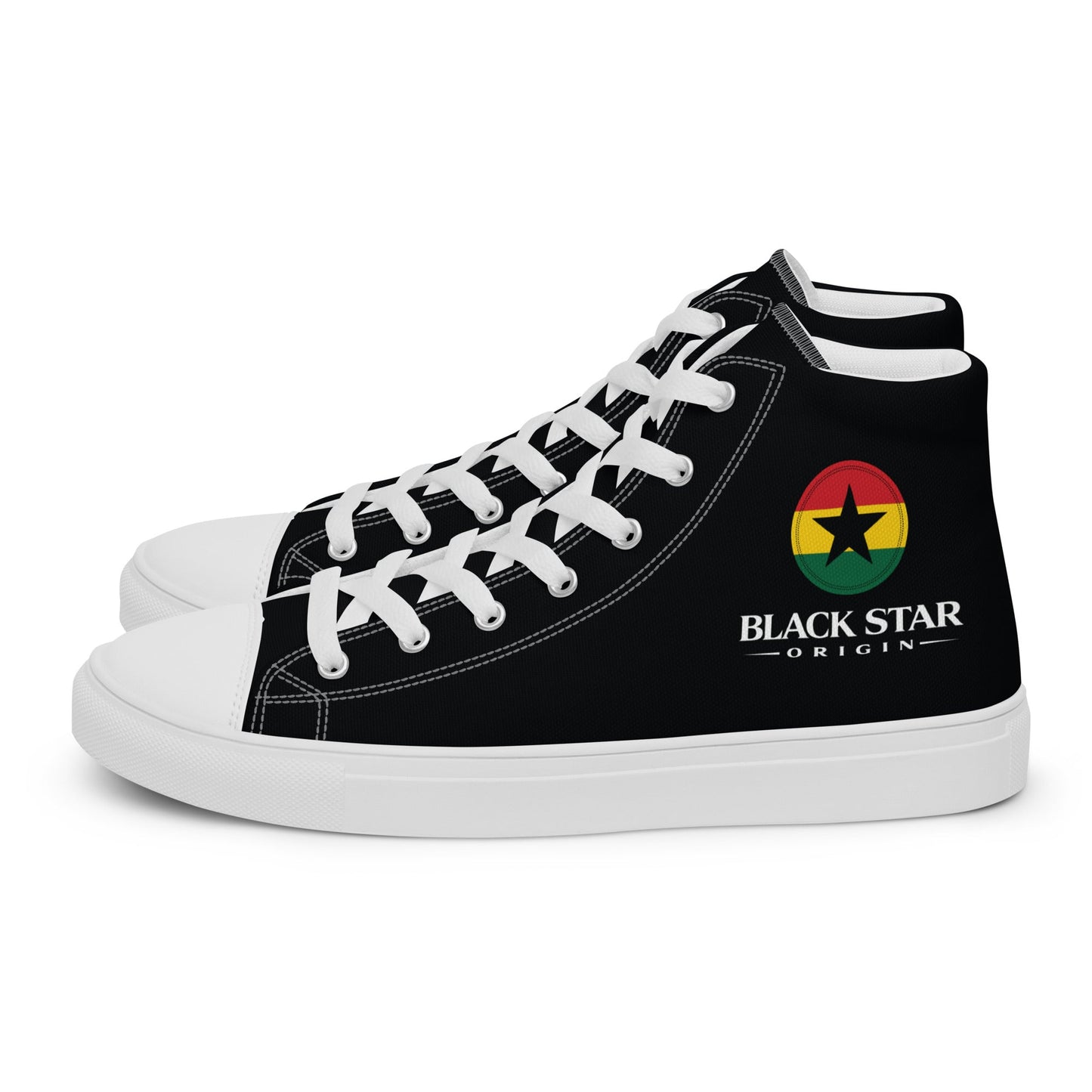 Black Star Origin Ghana Women’s high top canvas shoes - THREE BOYZ