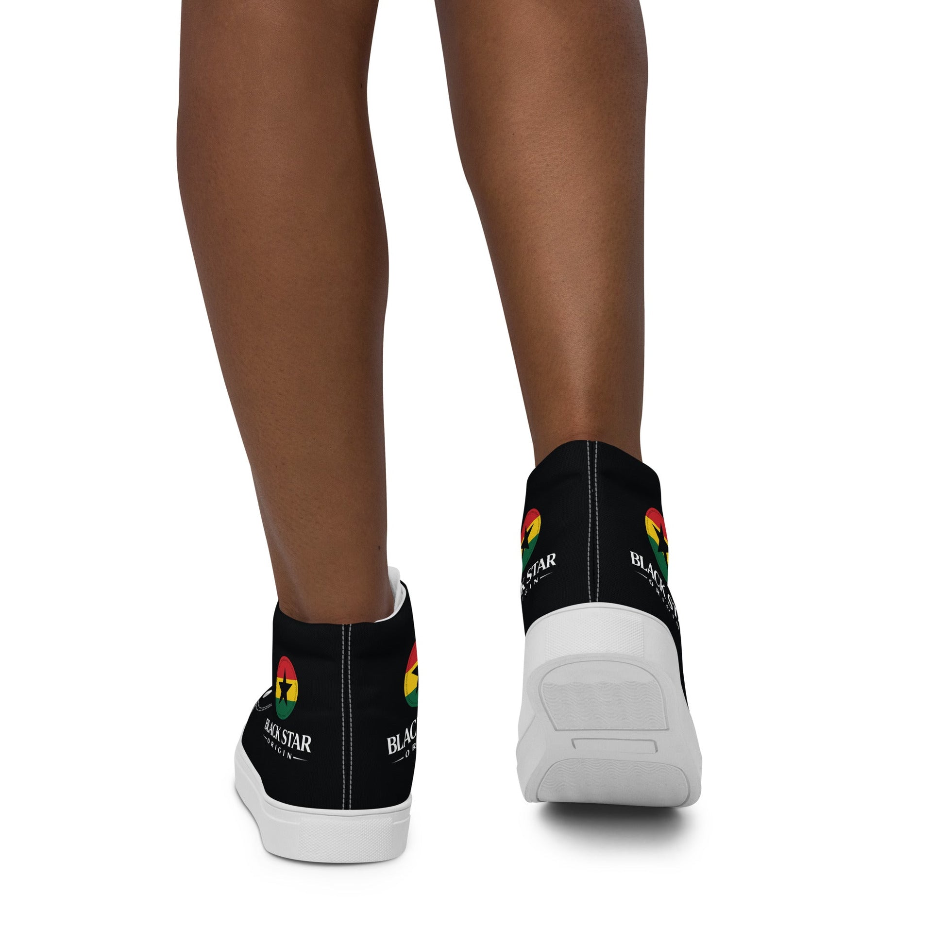 Black Star Origin Ghana Women’s high top canvas shoes - THREE BOYZ