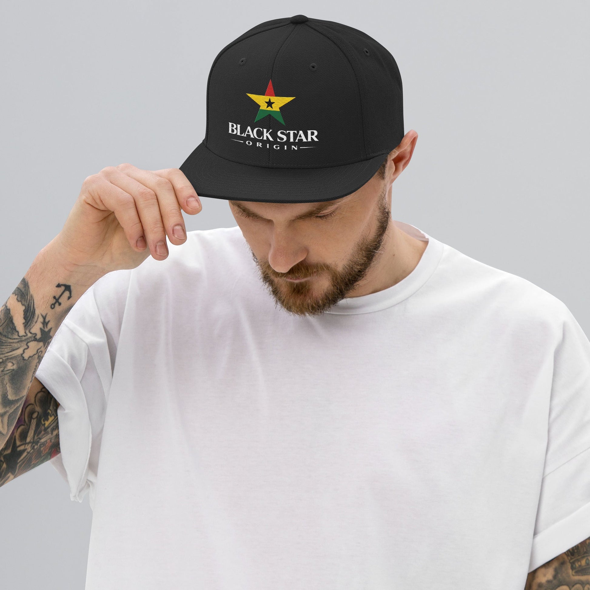Black Star Origin Snapback Hat - THREE BOYZ